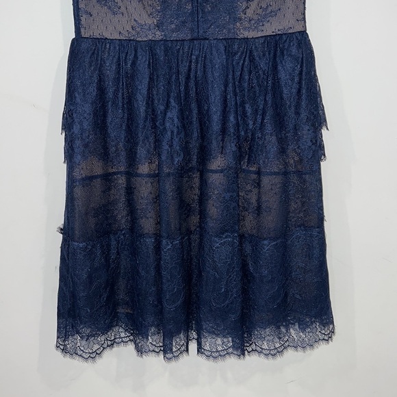BCBGMAXAZRIA Navy Blue Willa Lace Cocktail Mini Dress Sz Small - Picture 8 of 17